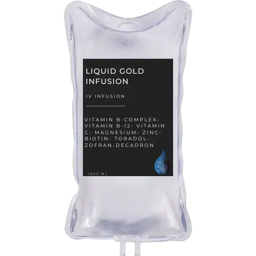 Liquid gold bag graphic